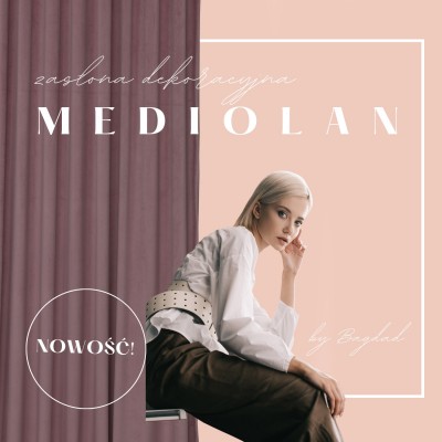 Zasłona gotowa MEDIOLAN 140x250 pudrowy róż na żabkę, tunel, agrafkę, fala - 1