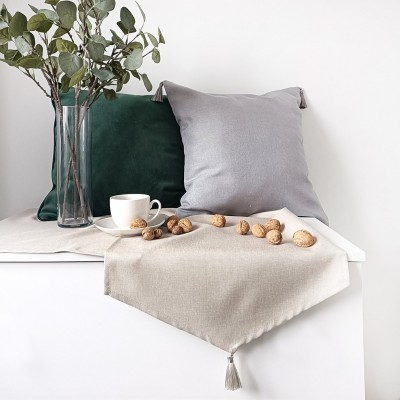 Bieżnik 45x140 frędzle chwosty beżowy NATURAL - 1