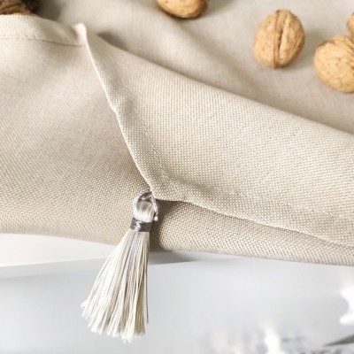 Bieżnik 45x140 frędzle chwosty beżowy NATURAL - 1