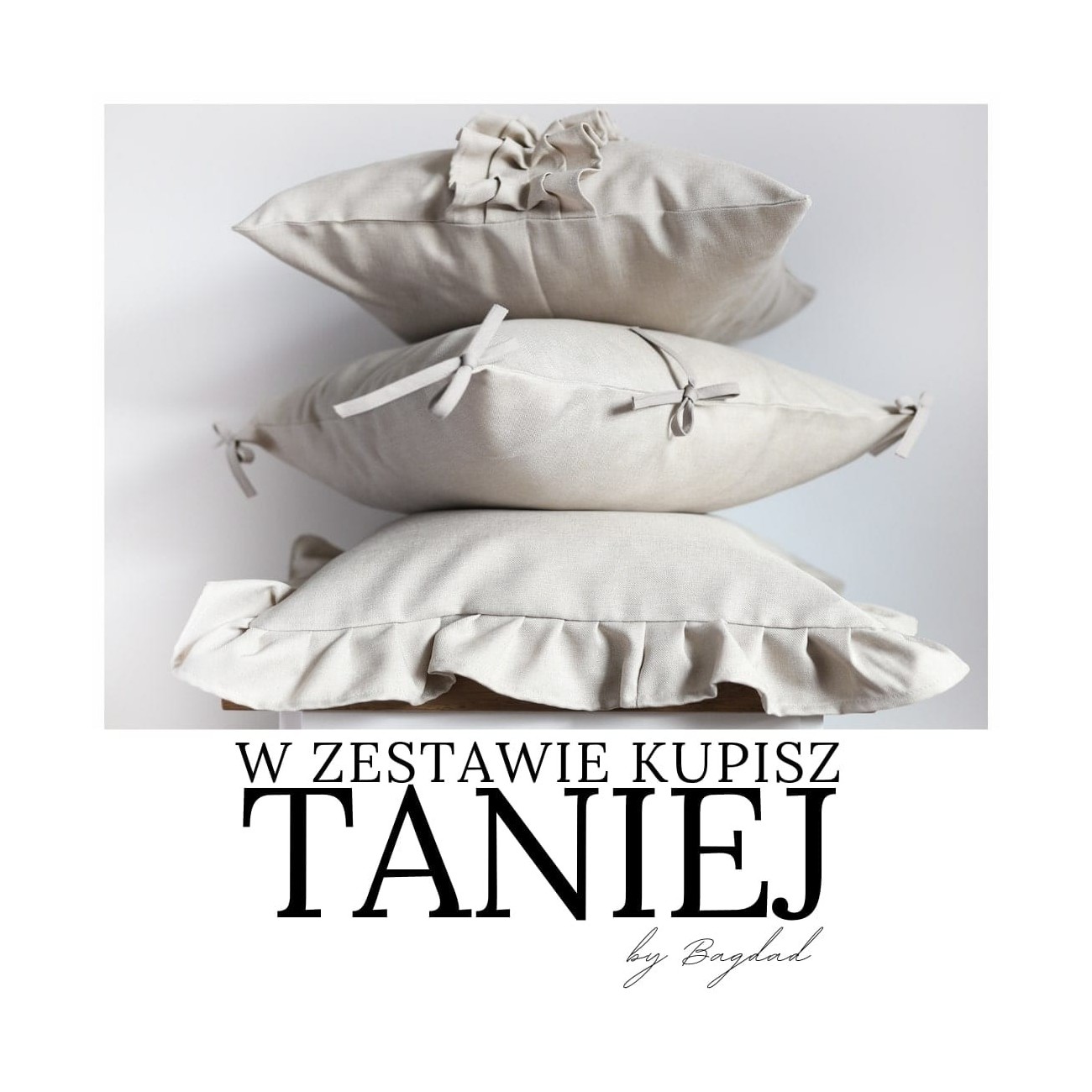 Komplet beżowych poszewek dekoracyjnych NATURAL - 1