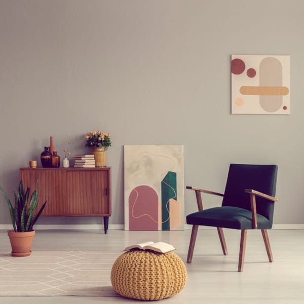 minimalistyczny wystrój pokoju w stylu retro