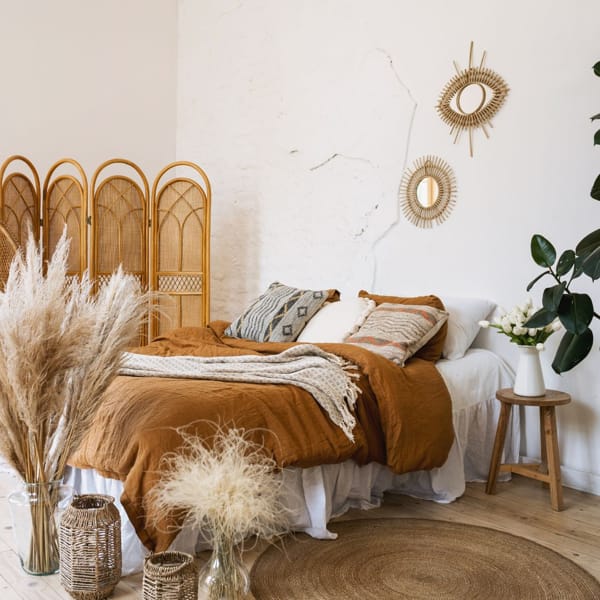 aranżacja sypialni w stylu boho
