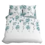 Komplet pościeli bawełnianej 220x200 wielokwiat turkus-biel + 2x poszewka 3541 B - 1