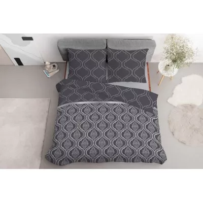 Komplet pościeli bawełnianej 220x200 glamour szary + 2x poszewka 3260 B - 4