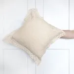 Poszewka na poduszkę 40x40 szydełko rustykalna beżowa - 1