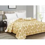 Narzuta na łóżko do sypialni 220x200 ESTERA musztardowa liście - 1