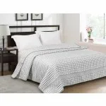 Narzuta na łóżko do sypialni 220x200 KRISS jasnoszara geometryczny wzór - 1