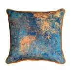 Ozdobna poszewka na poduszkę 45x45 VULCANO niebiesko pomarańczowa - 1