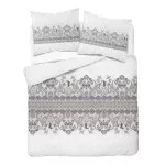 Komplet pościeli bawełnianej 160x200 klasyk biel-szarość-granat + 2x poszewka 3249 D - 1