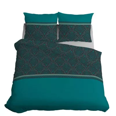 Komplet pościeli bawełnianej 160x200 glamour turkus + 2x poszewka 3543 A - 1