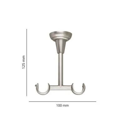 Wspornik podwójny rura 19+19 mm satyna nikiel sufitowy klasyczny - 2