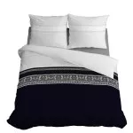 Komplet pościeli bawełnianej 160x200 grochy klasyk czarny-biały + 2x poszewka 3290 A - 1