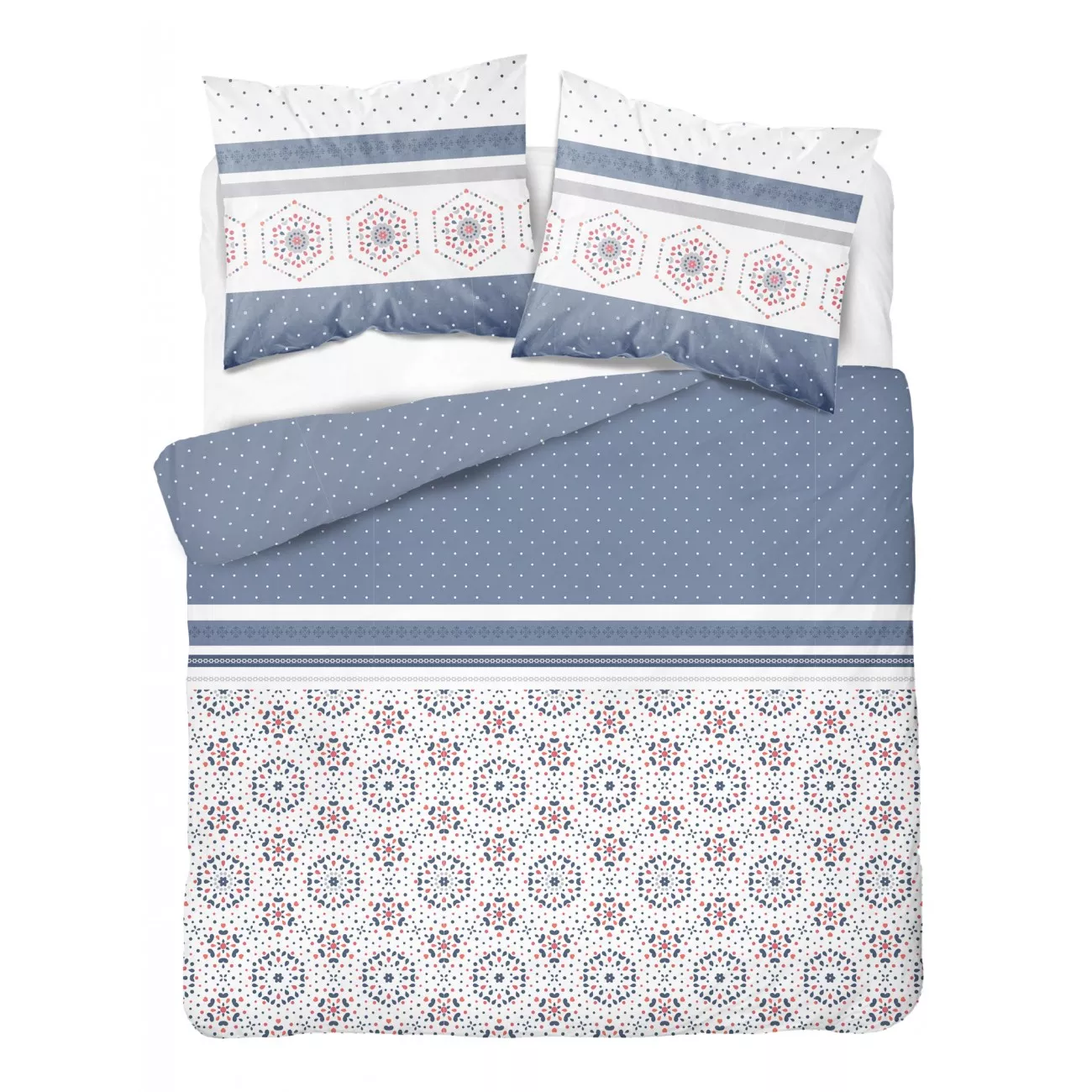 Komplet pościeli bawełnianej 160x200 wzór nowoczesny biel-granat + 2x poszewka 3395 A - 1 Komplet pościeli bawełnianej 160x200 wzór nowoczesny biel-granat + 2x poszewka 3395 A - 1