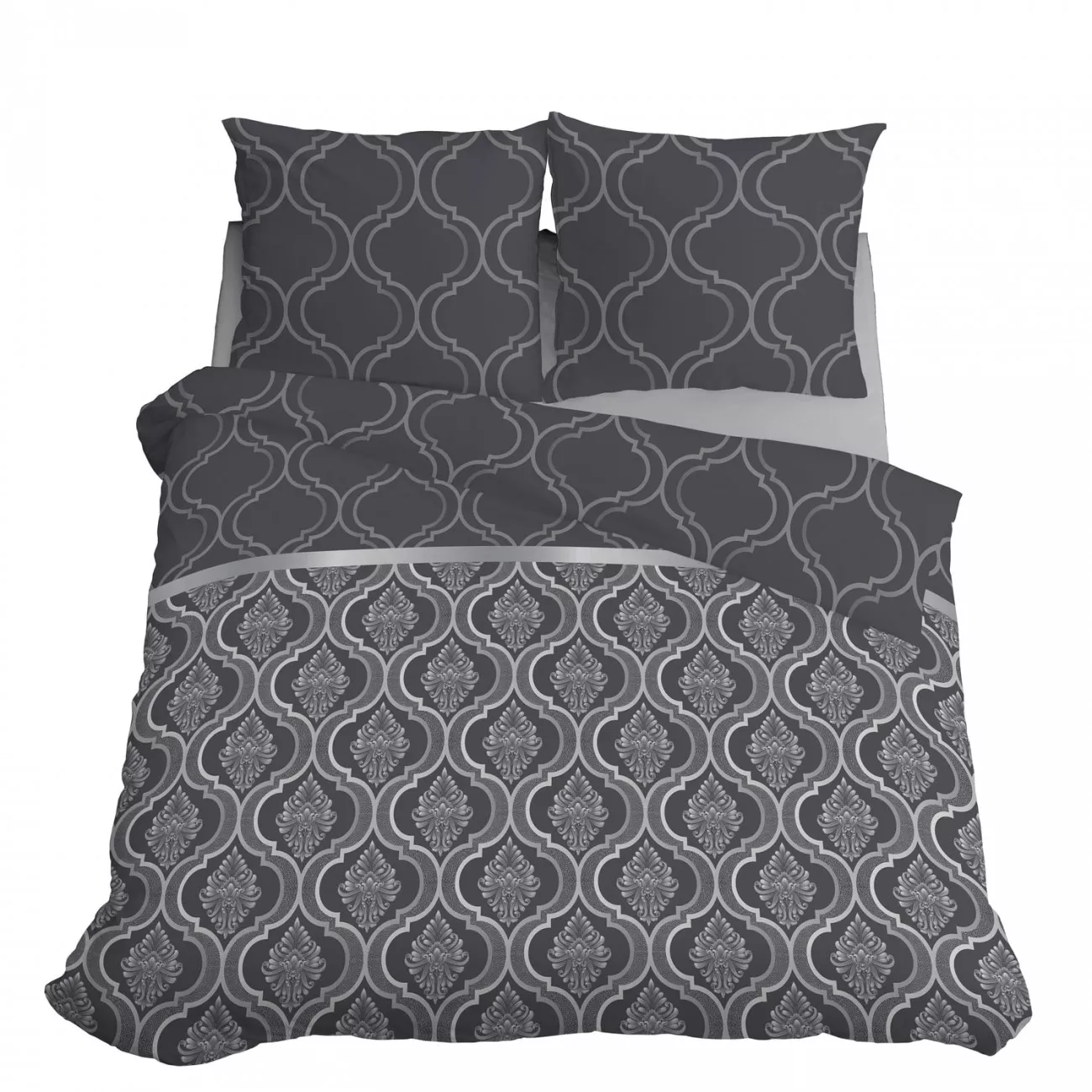 Komplet pościeli bawełnianej 160x200 glamour szary + 2x poszewka 3260 B - 1 Komplet pościeli bawełnianej 160x200 glamour szary + 2x poszewka 3260 B - 1