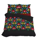 Komplet pościeli bawełnianej 160x200 wzór góralski czarny + 2x poszewka 3540 A - 1