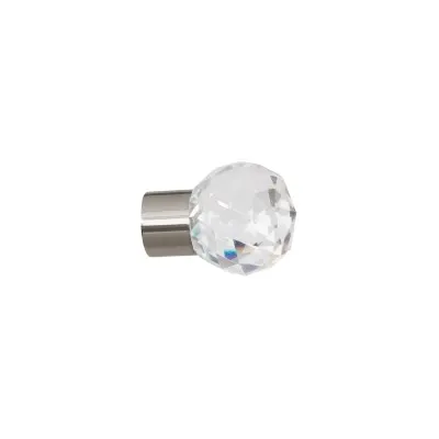 Komplet 2 sztuk końcówek globe do karnisza rurkowego 19 mm srebro połysk - 1