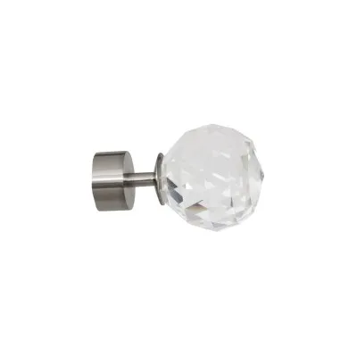 Komplet 2 sztuk końcówek globe do karnisza drążkowego 25 mm efekt stali nierdzewnej - 1