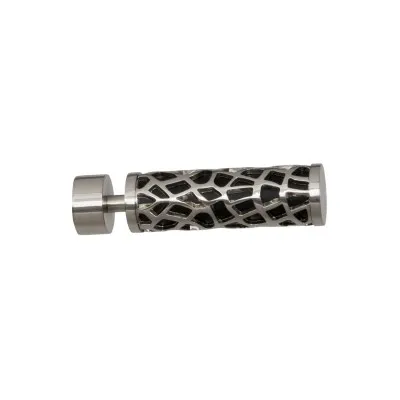 Końcówka manru do karnisza rurowego 19 mm efekt stali nierdzewnej - 1