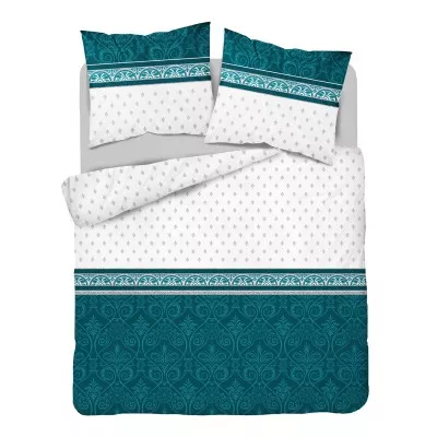 Komplet pościeli bawełnianej 160x200 glamour turkus-srebro + 2x poszewka 3393 A - 2