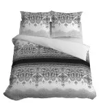 Komplet pościeli bawełnianej 160x200 ornament szarość-biel + 2x poszewka 3635 B - 1